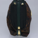BALLY Hand Bag Canvas Green Brown Auth ti2363-3