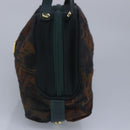 BALLY Hand Bag Canvas Green Brown Auth ti2363-4
