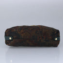 BALLY Hand Bag Canvas Green Brown Auth ti2363-5