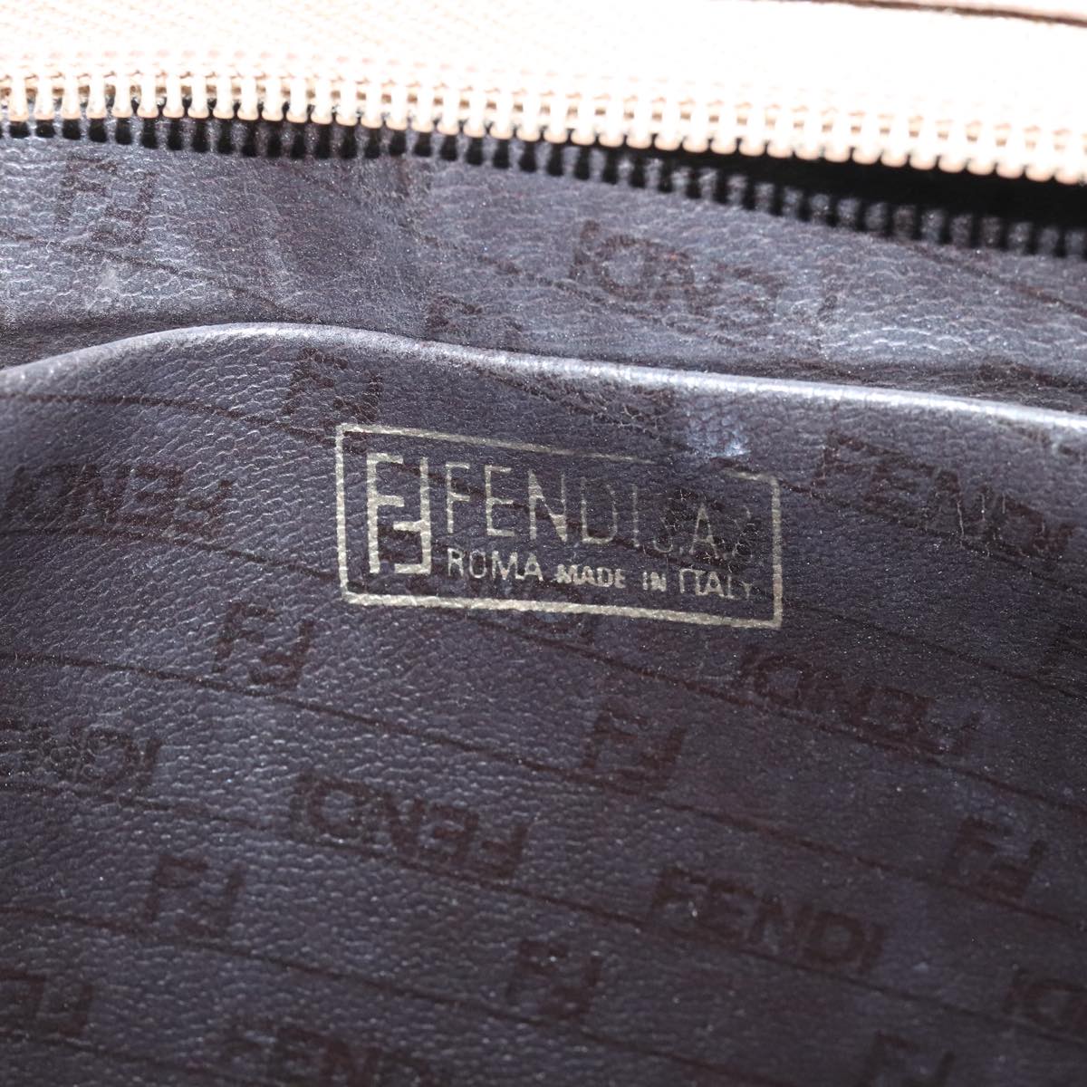 FENDI Zucchino Canvas Clutch Bag Coated Canvas Brown Auth ti2364