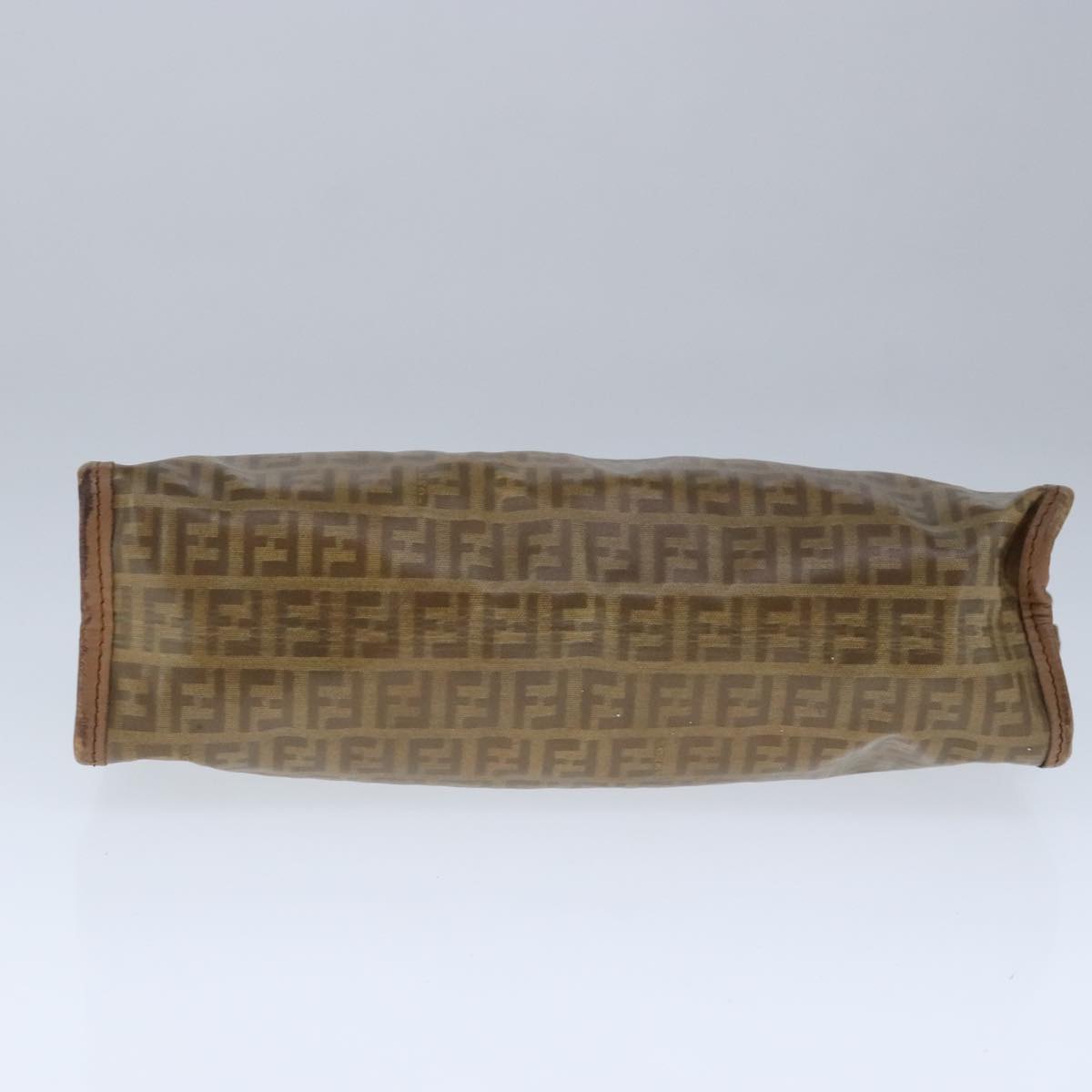 FENDI Zucchino Canvas Clutch Bag Coated Canvas Brown Auth ti2364