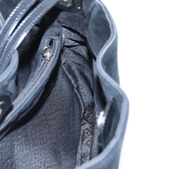 BALLY Shoulder Bag Suede Leather Black Silver Auth ti2365