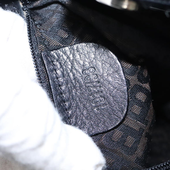 BALLY Shoulder Bag Suede Leather Black Silver Auth ti2365