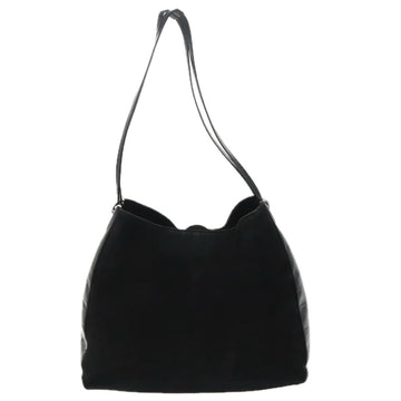 BALLY Shoulder Bag Suede Leather Black Silver Auth ti2365 - 0