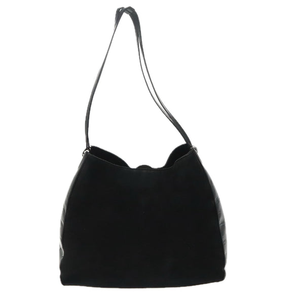 BALLY Shoulder Bag Suede Leather Black Silver Auth ti2365