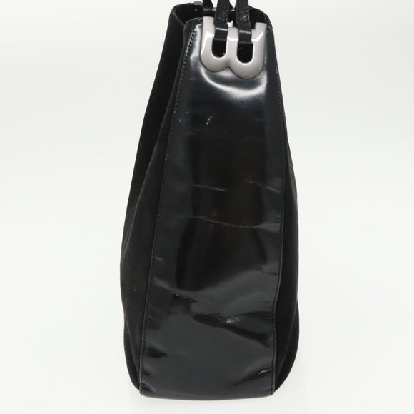 BALLY Shoulder Bag Suede Leather Black Silver Auth ti2365