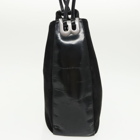 BALLY Shoulder Bag Suede Leather Black Silver Auth ti2365