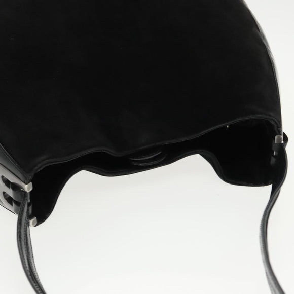 BALLY Shoulder Bag Suede Leather Black Silver Auth ti2365