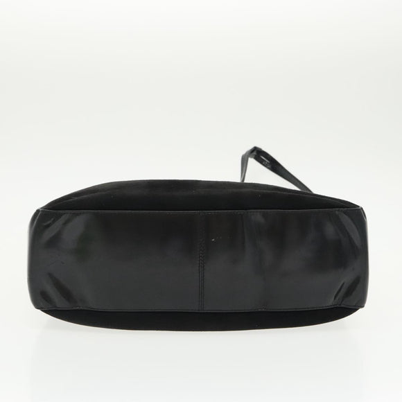 BALLY Shoulder Bag Suede Leather Black Silver Auth ti2365