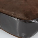 BALLY Shoulder Bag Suede Leather Brown Black Auth ti2366-16