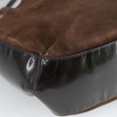 BALLY Shoulder Bag Suede Leather Brown Black Auth ti2366-9