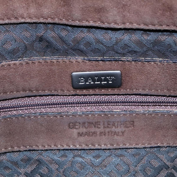 BALLY Shoulder Bag Suede Leather Brown Black Auth ti2366