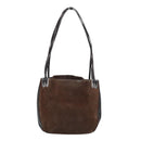 BALLY Shoulder Bag Suede Leather Brown Black Auth ti2366-2
