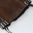 BALLY Shoulder Bag Suede Leather Brown Black Auth ti2366-6