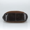 BALLY Shoulder Bag Suede Leather Brown Black Auth ti2366-5