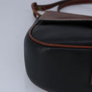 BALLY Shoulder Bag Leather Black Brown Auth ti2367-14
