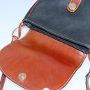 BALLY Shoulder Bag Leather Black Brown Auth ti2367-10