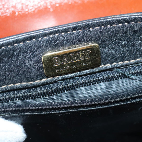 BALLY Shoulder Bag Leather Black Brown Auth ti2367