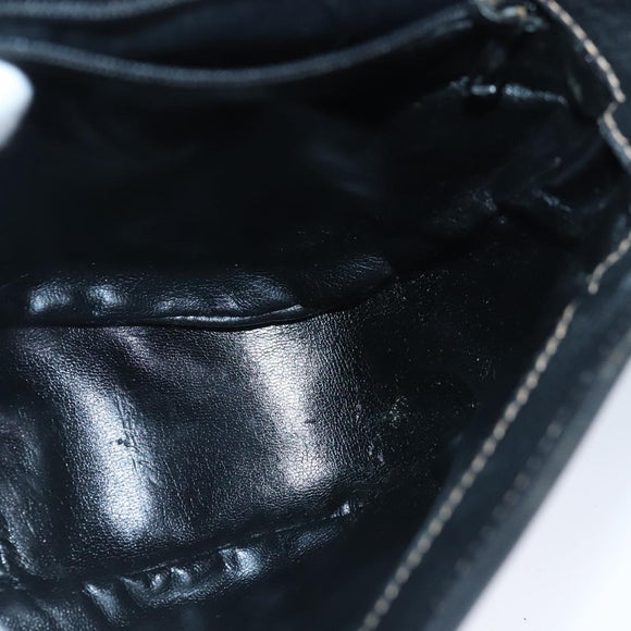 BALLY Shoulder Bag Leather Black Brown Auth ti2367