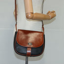 BALLY Shoulder Bag Leather Black Brown Auth ti2367-21