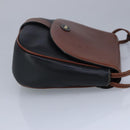 BALLY Shoulder Bag Leather Black Brown Auth ti2367-4