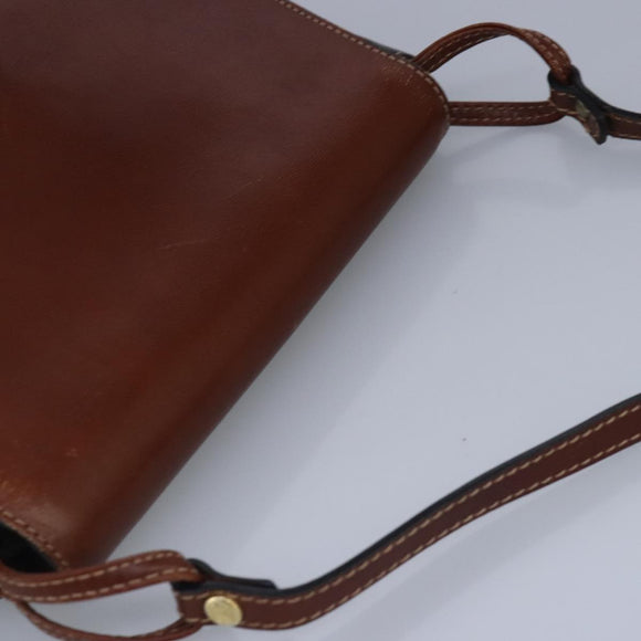 BALLY Shoulder Bag Leather Black Brown Auth ti2367