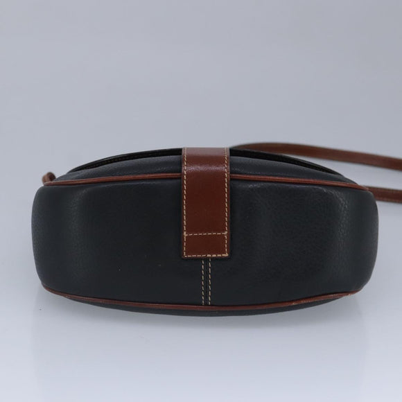 BALLY Shoulder Bag Leather Black Brown Auth ti2367
