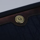 Christian Dior Trotter Canvas Clutch Bag Canvas Navy Auth ti2368-8