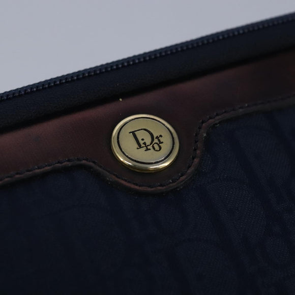 Christian Dior Trotter Canvas Clutch Bag Canvas Navy Auth ti2368