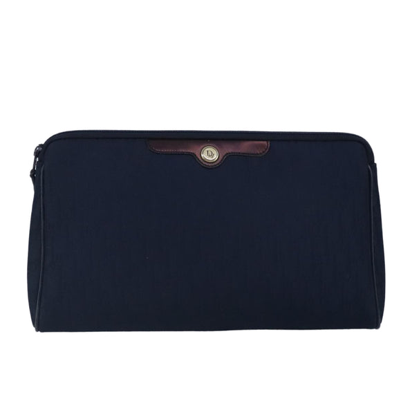 Christian Dior Trotter Canvas Clutch Bag Canvas Navy Auth ti2368