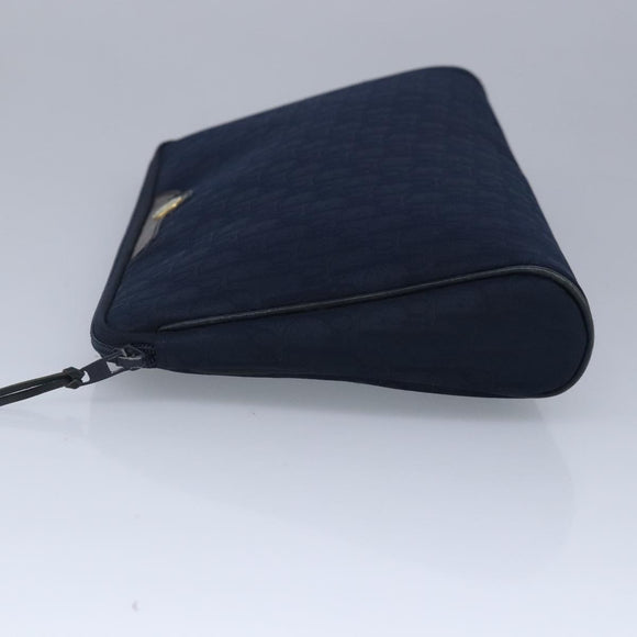 Christian Dior Trotter Canvas Clutch Bag Canvas Navy Auth ti2368