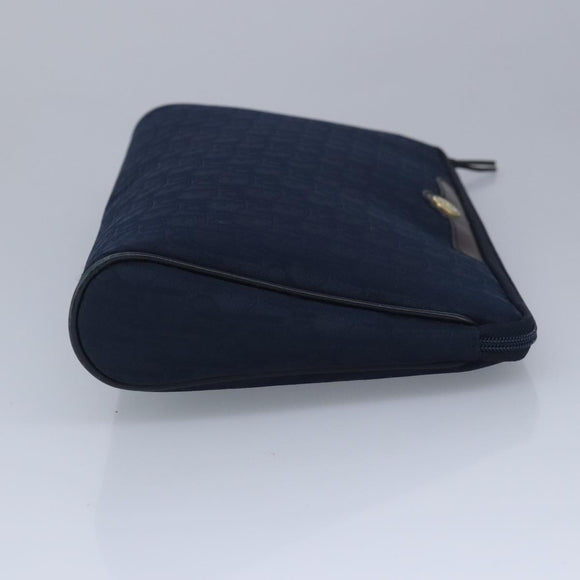 Christian Dior Trotter Canvas Clutch Bag Canvas Navy Auth ti2368