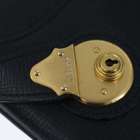 Burberrys Business Bag Leather Black Gold Auth ti2373