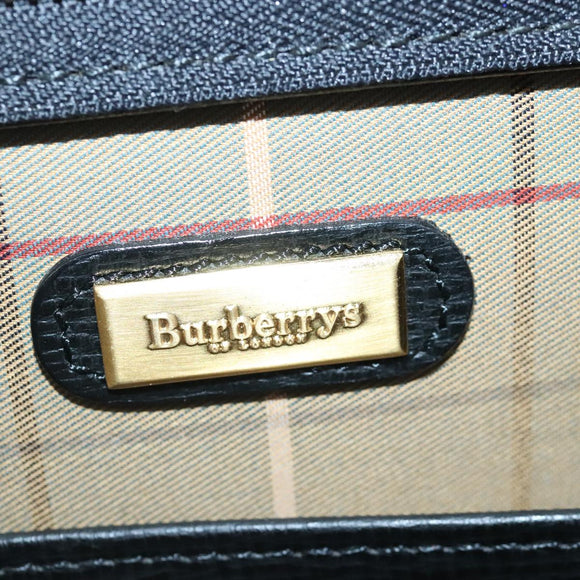 Burberrys Business Bag Leather Black Gold Auth ti2373