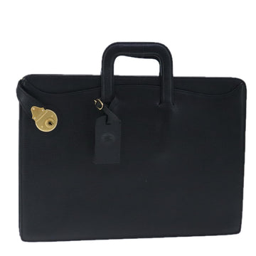 Burberrys Business Bag Leather Black Gold Auth ti2373