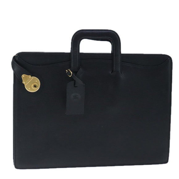 Burberrys Business Bag Leather Black Gold Auth ti2373