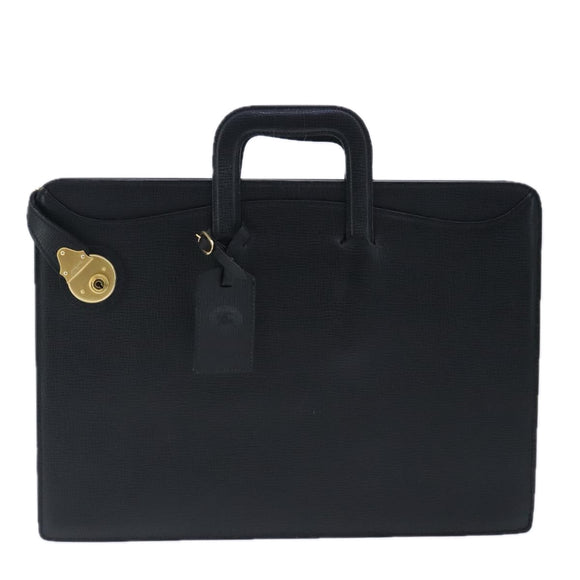 Burberrys Business Bag Leather Black Gold Auth ti2373