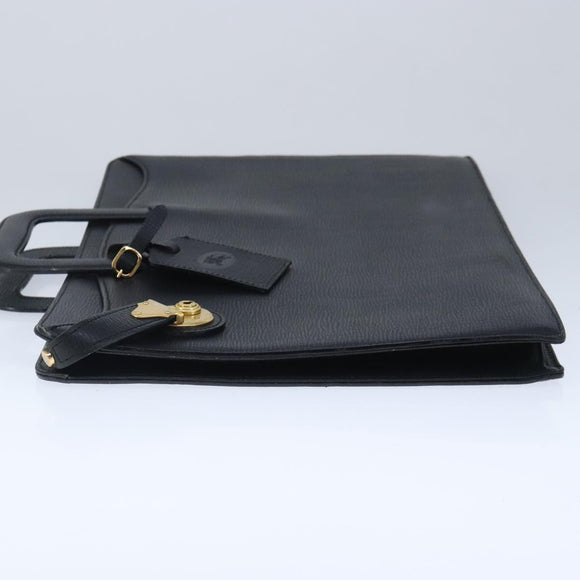 Burberrys Business Bag Leather Black Gold Auth ti2373