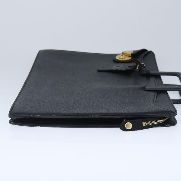 Burberrys Business Bag Leather Black Gold Auth ti2373