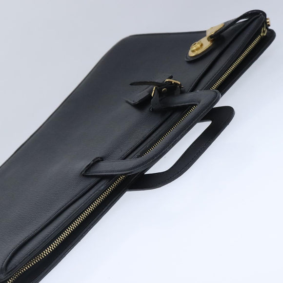 Burberrys Business Bag Leather Black Gold Auth ti2373