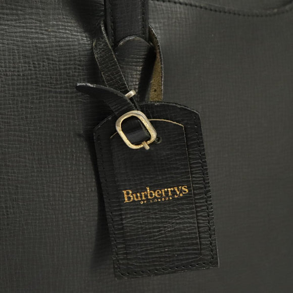 Burberrys Business Bag Leather Black Gold Auth ti2374