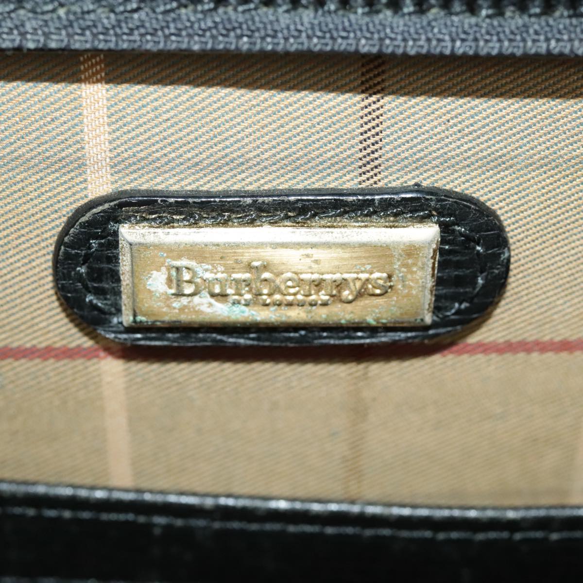 Burberrys Business Bag Leather Black Gold Auth ti2374