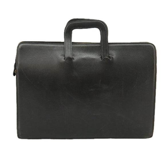 Burberrys Business Bag Leather Black Gold Auth ti2374