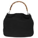 GUCCI Bamboo Hand Bag Nylon 2way Black Silver 001 2058 1577 5 Auth ti2381-2