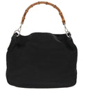 GUCCI Bamboo Hand Bag Nylon 2way Black Silver 001 2058 1577 5 Auth ti2381-3