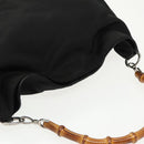 GUCCI Bamboo Hand Bag Nylon 2way Black Silver 001 2058 1577 5 Auth ti2381-6