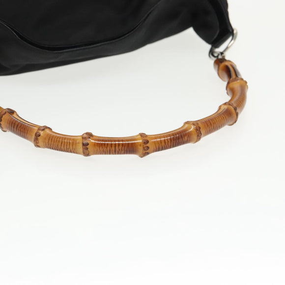 GUCCI Bamboo Hand Bag Nylon 2way Black Silver 001 2058 1577 5 Auth ti2381