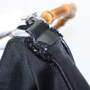 GUCCI Bamboo Hand Bag Nylon 2way Black Silver 001 2058 1577 5 Auth ti2381-9