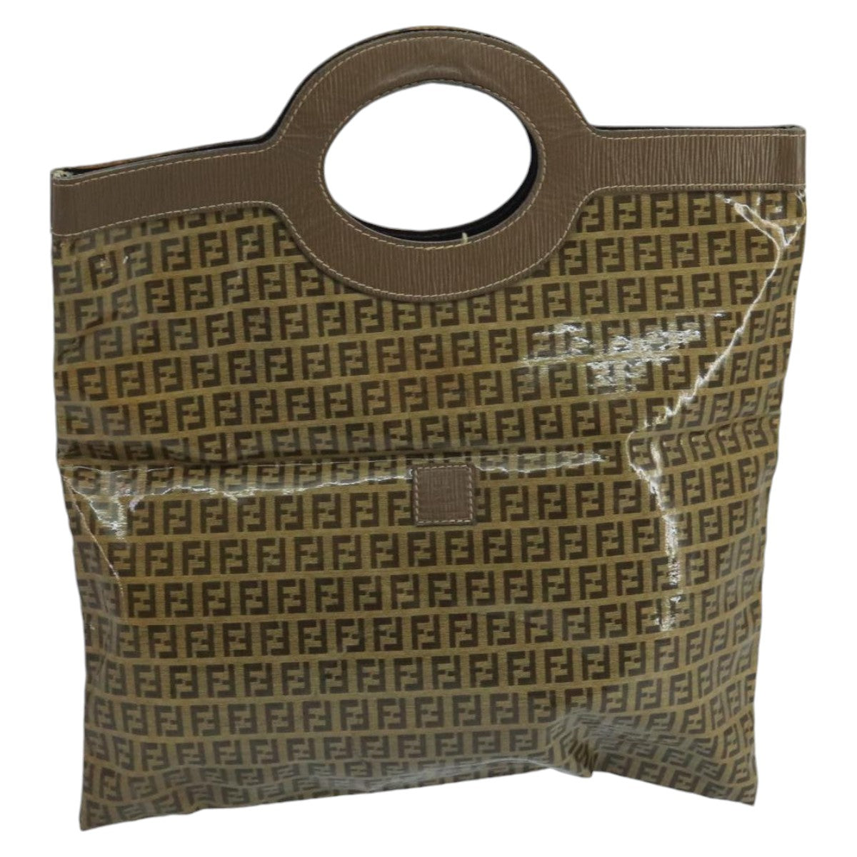 FENDI Zucchino Canvas Hand Bag Coated Canvas Brown Auth ti2382 - 0