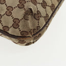 GUCCI GG Canvas Shoulder Bag Beige Dark Brown Silver 122793 Auth ti2385-9